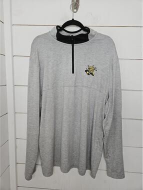Wichita State University XXL grey pullover with WuShock mascot embroidery